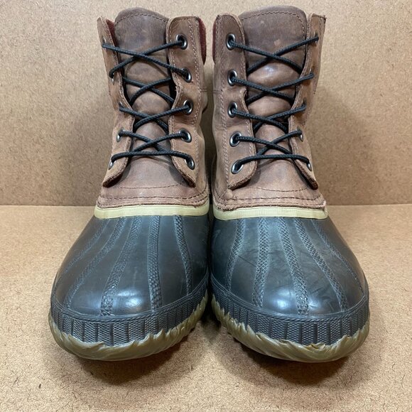 Sorel Mens Cheynne Waterproof Leather Duck Boots Size 10 Brown & Black Outdoor - Picture 2 of 8